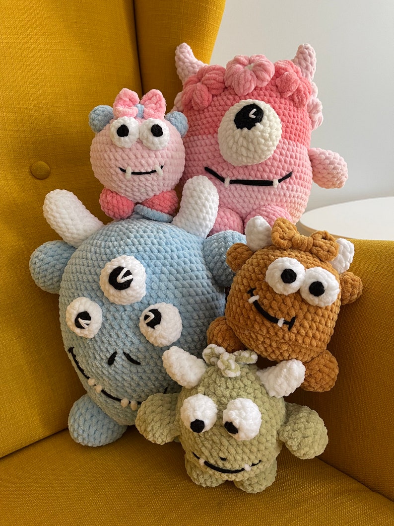 Crochet Monster Pattern, Crochet Pattern for Beginners, Cute Amigurumi Pattern, DIY Spring craft, Gift for Crochet Lover, Monster Plushie image 8