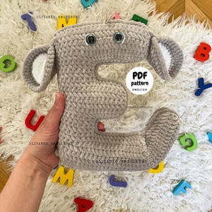 Patrón de alfabeto de crochet caprichoso para pequeños aprendices, letra E de amigurumi, patrón de crochet educativo, juguete divertido de bricolaje para niños, alfabeto de bricolaje
