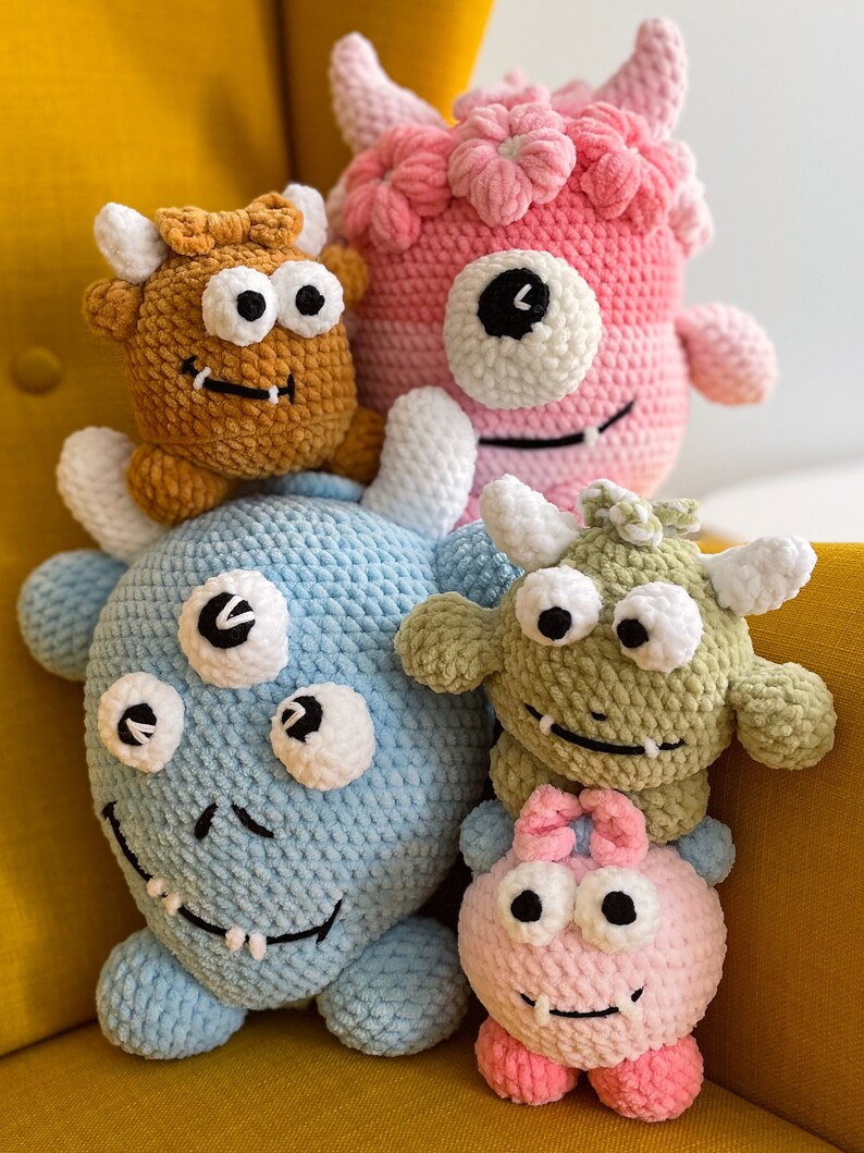 Crochet Monster Pattern, Crochet Pattern for Beginners, Cute Amigurumi Pattern, DIY Spring craft, Gift for Crochet Lover, Monster Plushie image 2