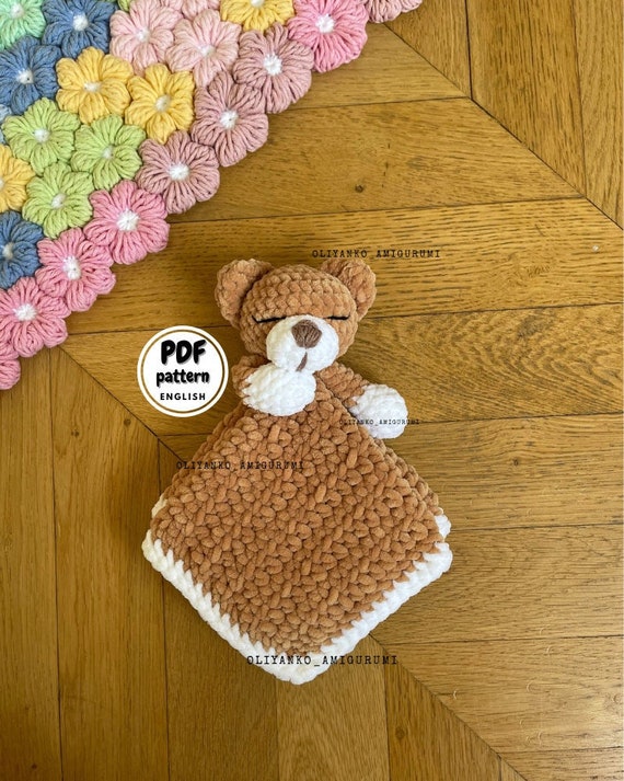 Crochet Bear Lovey, Crochet Baby blanket Pattern, Crochet lovey, DIY baby shower gift, DIY Baby Gift, Crochet pattern for Beginner