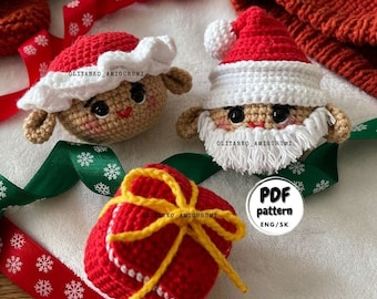 Santa Crochet pattern, Crochet Christmas Tree ornament, Christmas Amigurumi pattern, DIY crochet christmas ornaments, DIY stocking stuffers