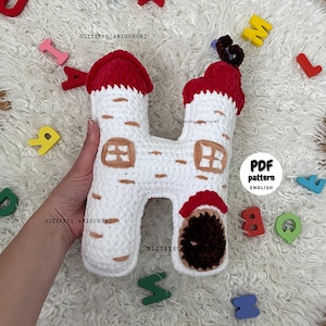 Skurril, gehäkeltes Alphabet-Muster für kleine Anfänger, Amigurumi Buchstabe H, Häkelanleitung, DIY-Spaß Spielzeug für Kinder, DIY Alphabet