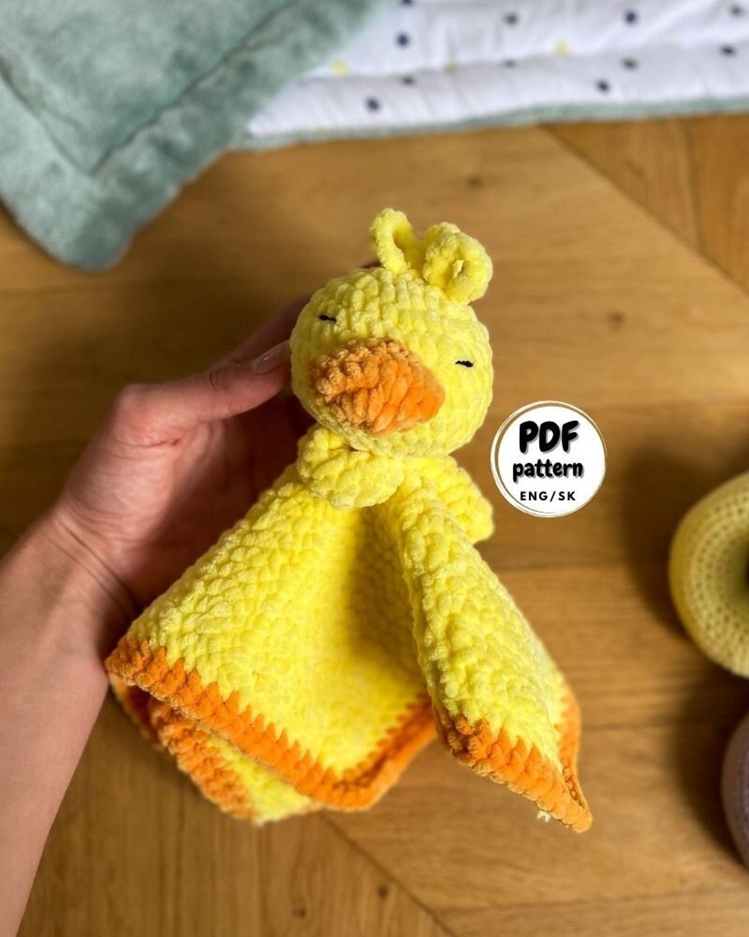 Crochet Duck Lovey, Crochet Baby Blanket Pattern, Crochet Lovey for