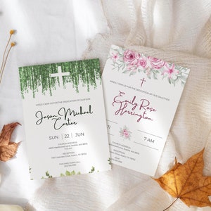 Dedication Invitation, Editable Boy & Girl Baby Dedication Invitation Template | Canva Baby Dedication Invite | Digital Download