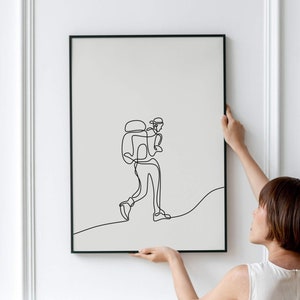 Impression Camino de Santiago : dessin au trait Pilgrim, affiche de randonnée