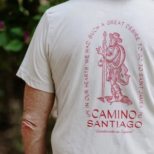 Medieval Wanderer - Ivory - Camino de Santiago Shirt Buen Camino Way of St. James Hiking Tshirt Unisex Tri-blend Shirt for Men or Women