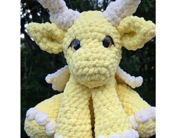 Plushie Crochet Dragon, Dragon Lovey, Crochet Dragon, Gift for Child, Dragon Stuffed Animal, Gift for Newborn, Dragon Nursery Decor