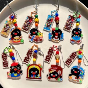 Pingu penguin × M&M&#39;s phonecharm phonestrap keychain bagcharm pursecharm