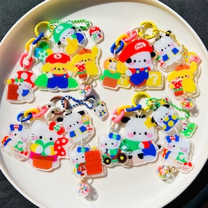 Super Mario×Sanrio characters acrylic charm keychain bagcharm pursecharm