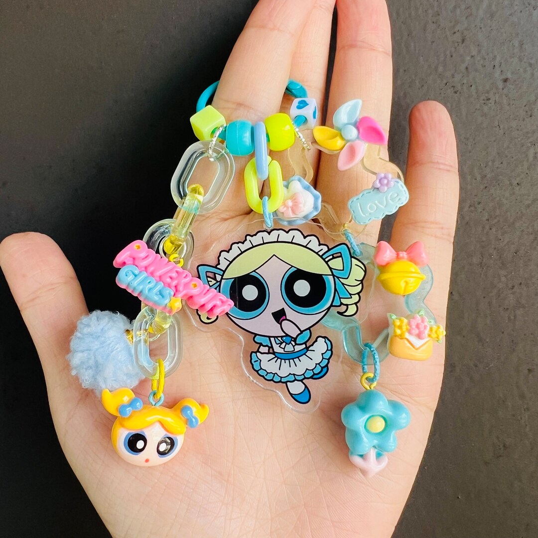 Powerpuff Girls Bubbles Acrylic Sheets Phonecharm Phonestrap,phonechain Beaded,kpop Keychain,90