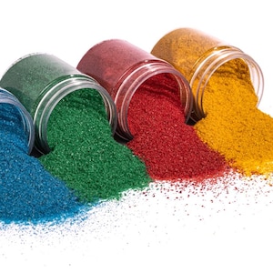 125g Colored Sand Jar – Blue / Red / Yellow / Green – Natural Sand with Food-Grade Dye – Ideal for Crafts & Layering