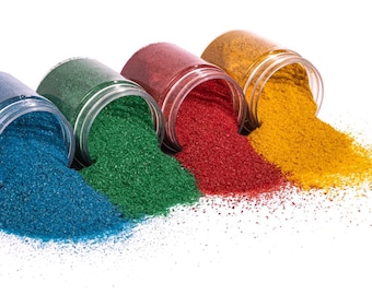 125g Colored Sand Jar – Blue / Red / Yellow / Green – Natural Sand with Food-Grade Dye – Ideal for Crafts & Layering