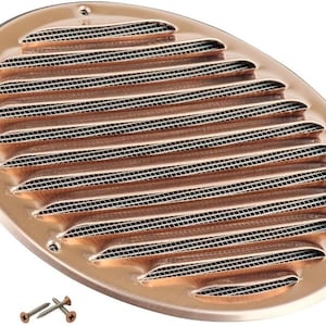 Massief koperen ventilatiekap met gaas – rond ventilatierooster – muur en plafond HVAC-retourventilatie – inclusief schroef
