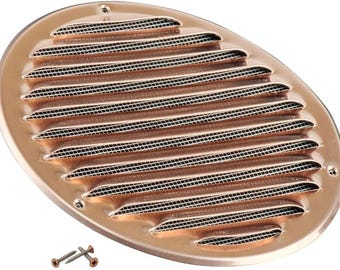 Rejilla de ventilación de cobre macizo con malla – Rejilla de ventilación redonda – Ventilación de retorno de HVAC para pared y techo – Incluye tornillo