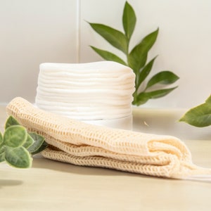Organic Bamboo Cotton Rounds - Reusable Makeup Remover Pads, Zero Waste, Natural Eco-Friendly Beauty Essentials