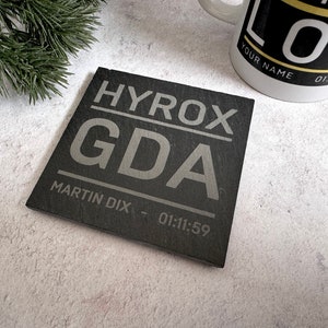 Hyrox Slate Coaster | Hyrox Patch Style Coaster | Personalised Slate Coaster