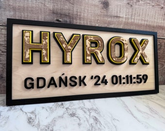 Marco de fotos Hyrox personalizado: madera contrachapada de arce grabada, recuerdo de evento