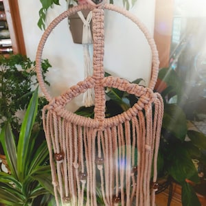 Macrame peace sign - hippie decor - home decor - wall hanging - boho decor