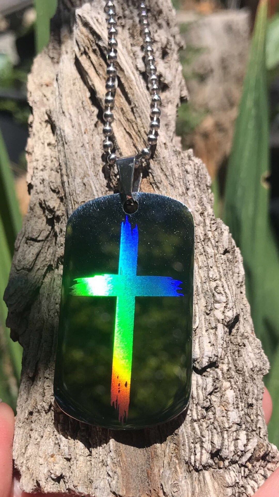 Stainless Steel Dog Tag Cross Necklace - Etsy