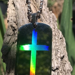 Stainless Steel Dog Tag Cross Necklace