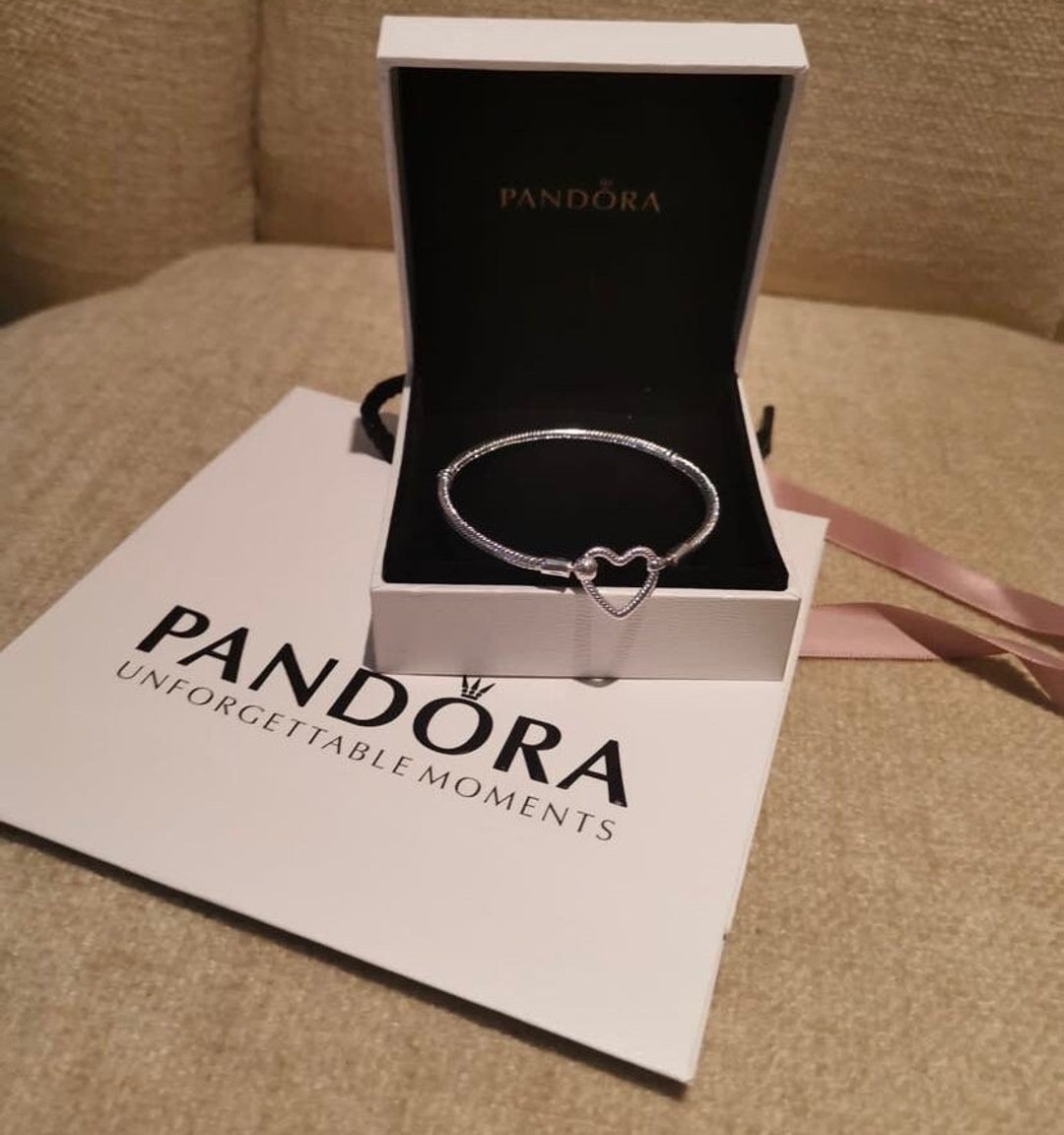 Pandora Moments Heart Closure Snake Chain Bracelet Etsy UK