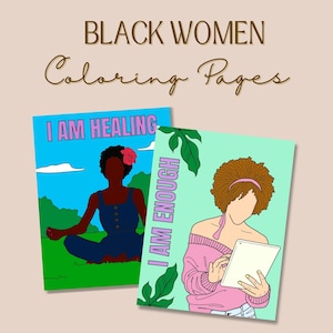 15 Premium Greyscale i B/W Black/Afro Women Coloring Book dla dorosłych | Natychmiastowe pobieranie i drukowanie kolorowanek PDF i PNG