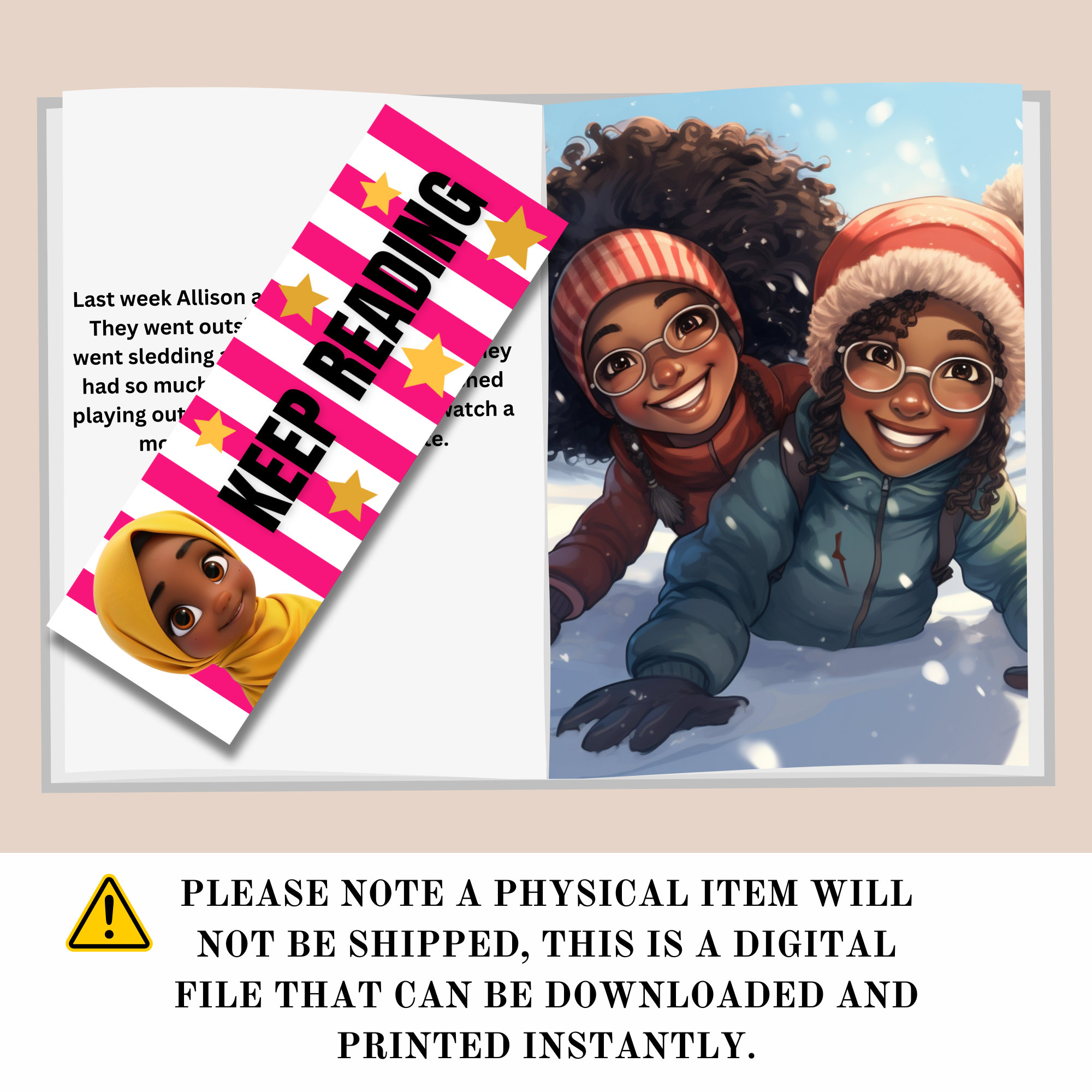 4 Pack Black/brown Girl Printable Bookmark Set Ready to Print Positive ...
