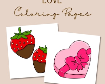 Love Coloring Pages afdrukbare pdf, kleurboek Bold Heart voor volwassenen, digitale download Valentijn