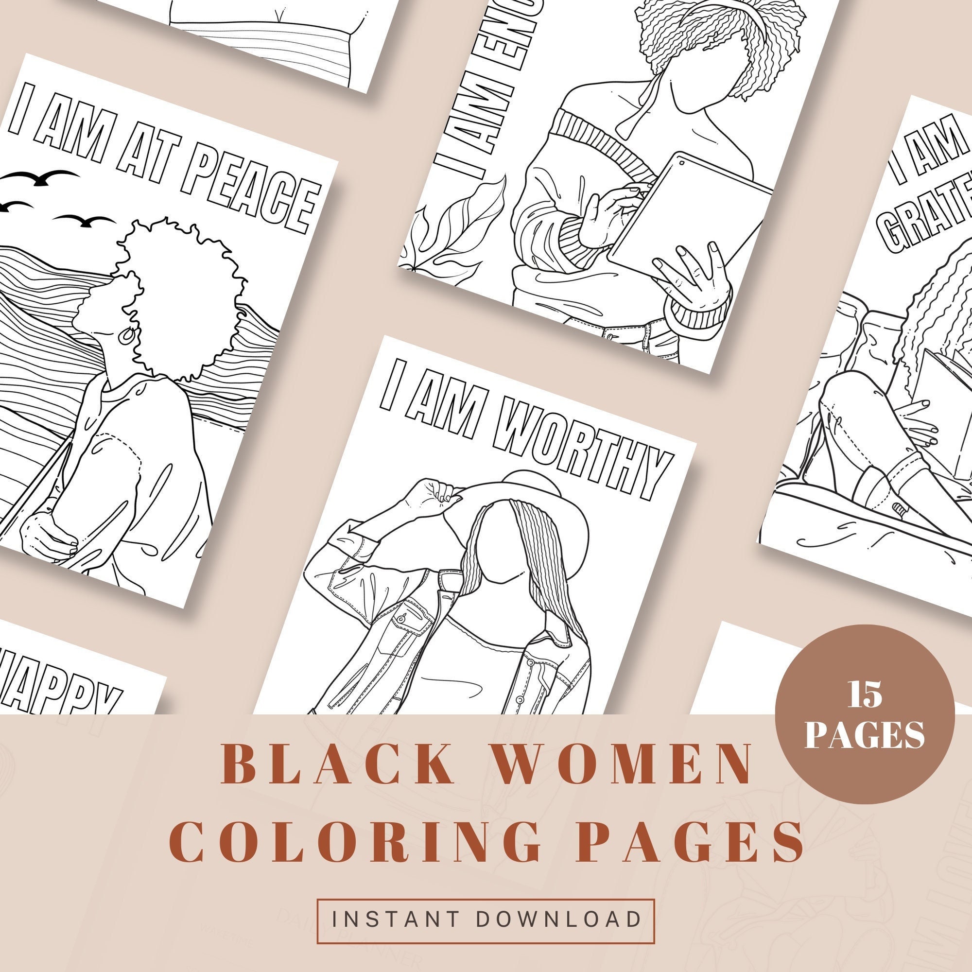 100 BLACK WOMEN ADULT COLORING BOOK: Beautiful African American Women  Portraits| Coloring Book for Black Women| Black Girl Magic Coloring Book