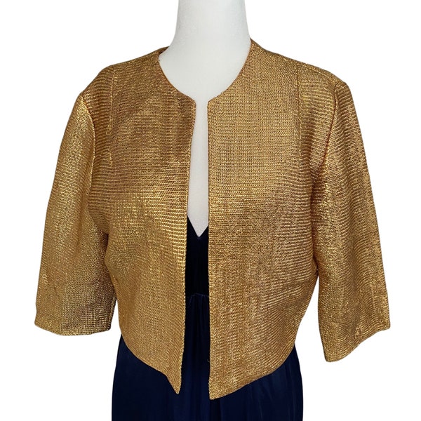 Vintage GOLD Knit 1960s Cropped Women’s Evening Jacket