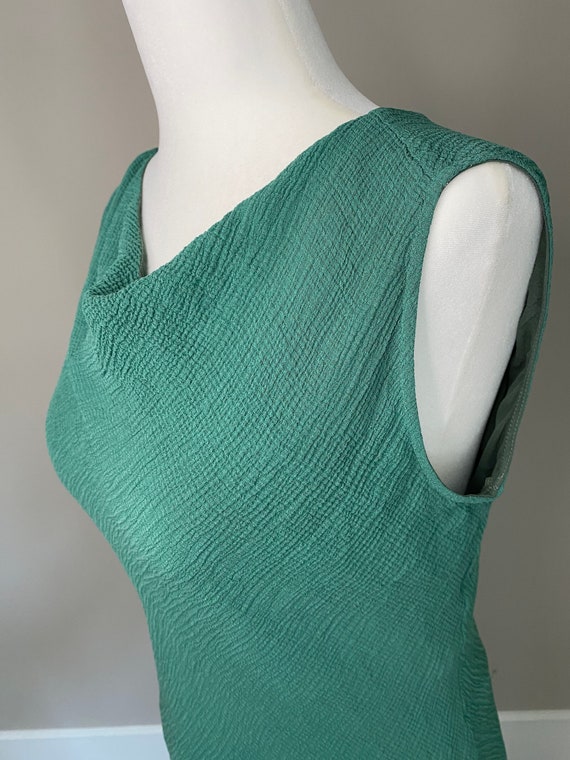 Stunning GREEN SILK ASYMMETRICAL Hem Midi Dress - image 8