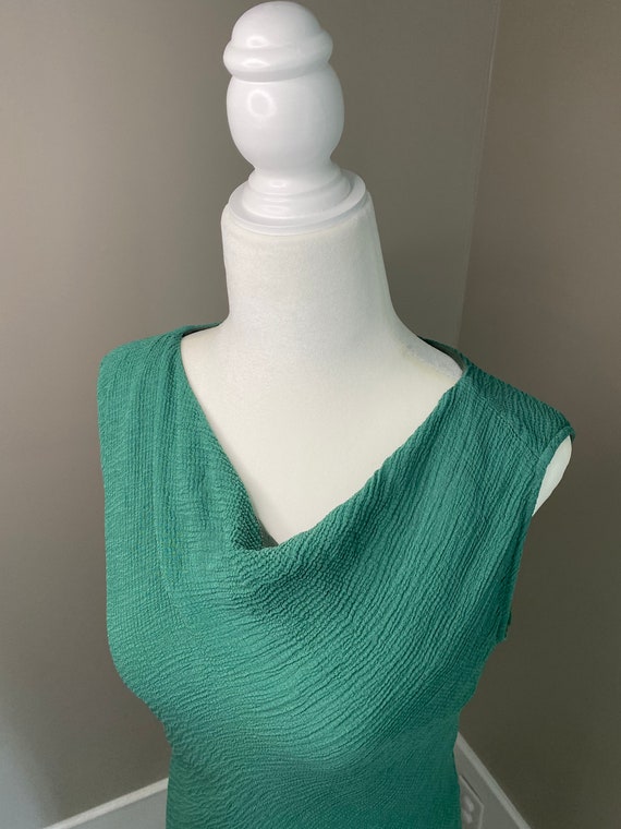 Stunning GREEN SILK ASYMMETRICAL Hem Midi Dress - image 6