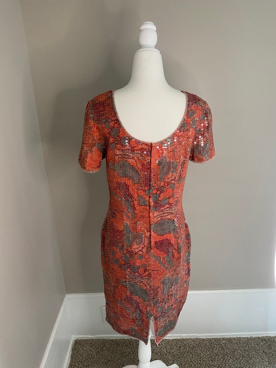 Incredible SILK + SEQUIN 80s/90s COCKTAIL Dress - image 7