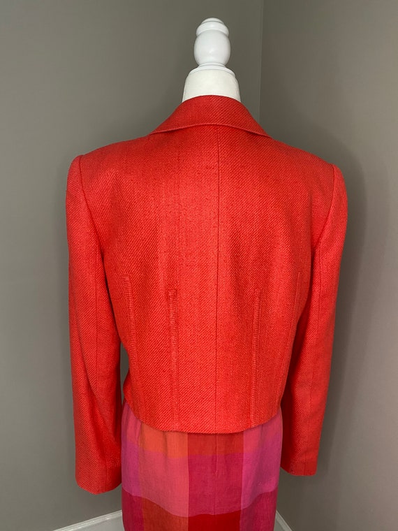 Gorgeous 90s Hot Coral Pink Silk Cropped Blazer - image 2