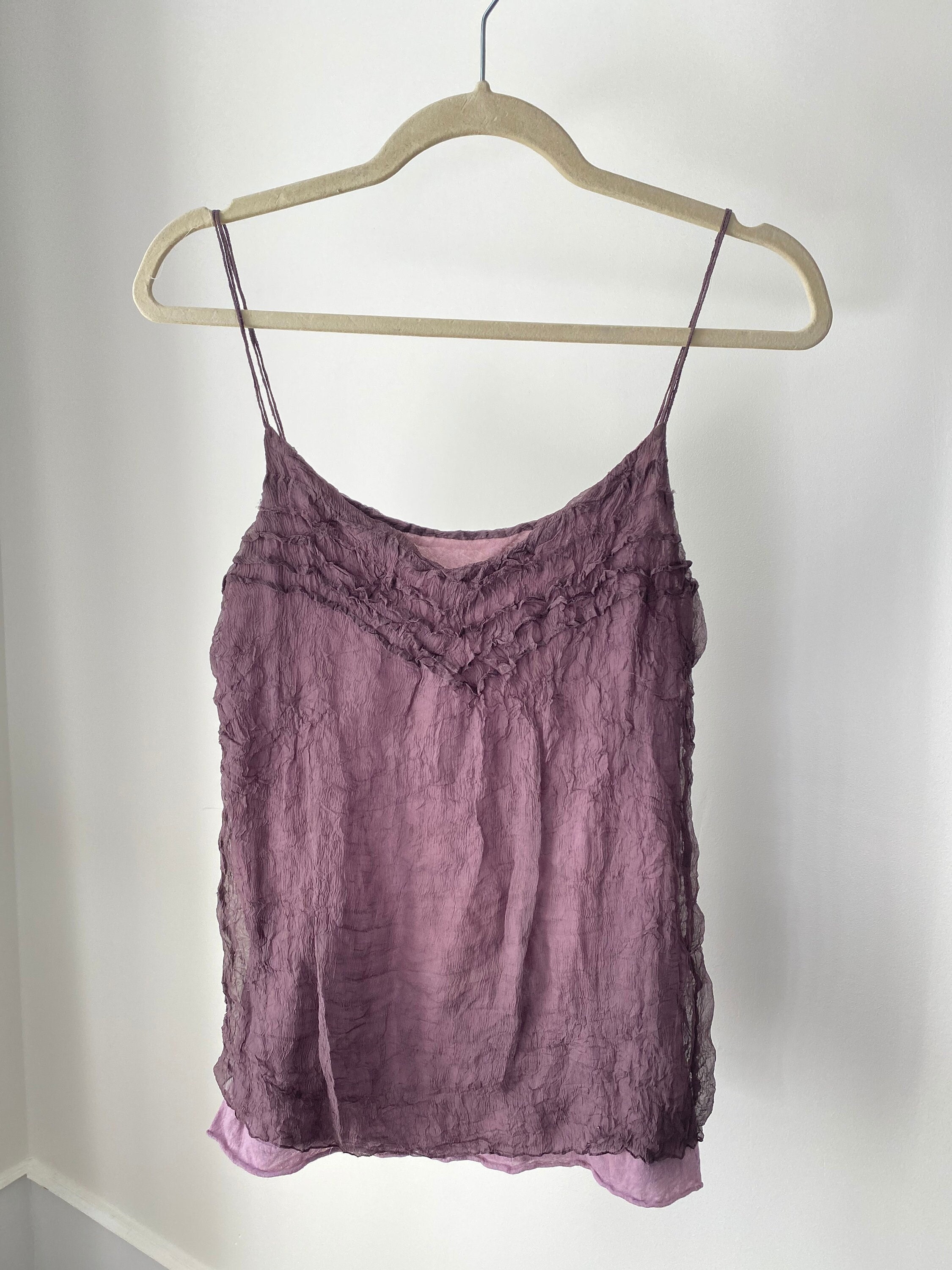 Camisole in Dusty Lilac Lace With Satin Straps Halter Style, Fitted  Bralette 