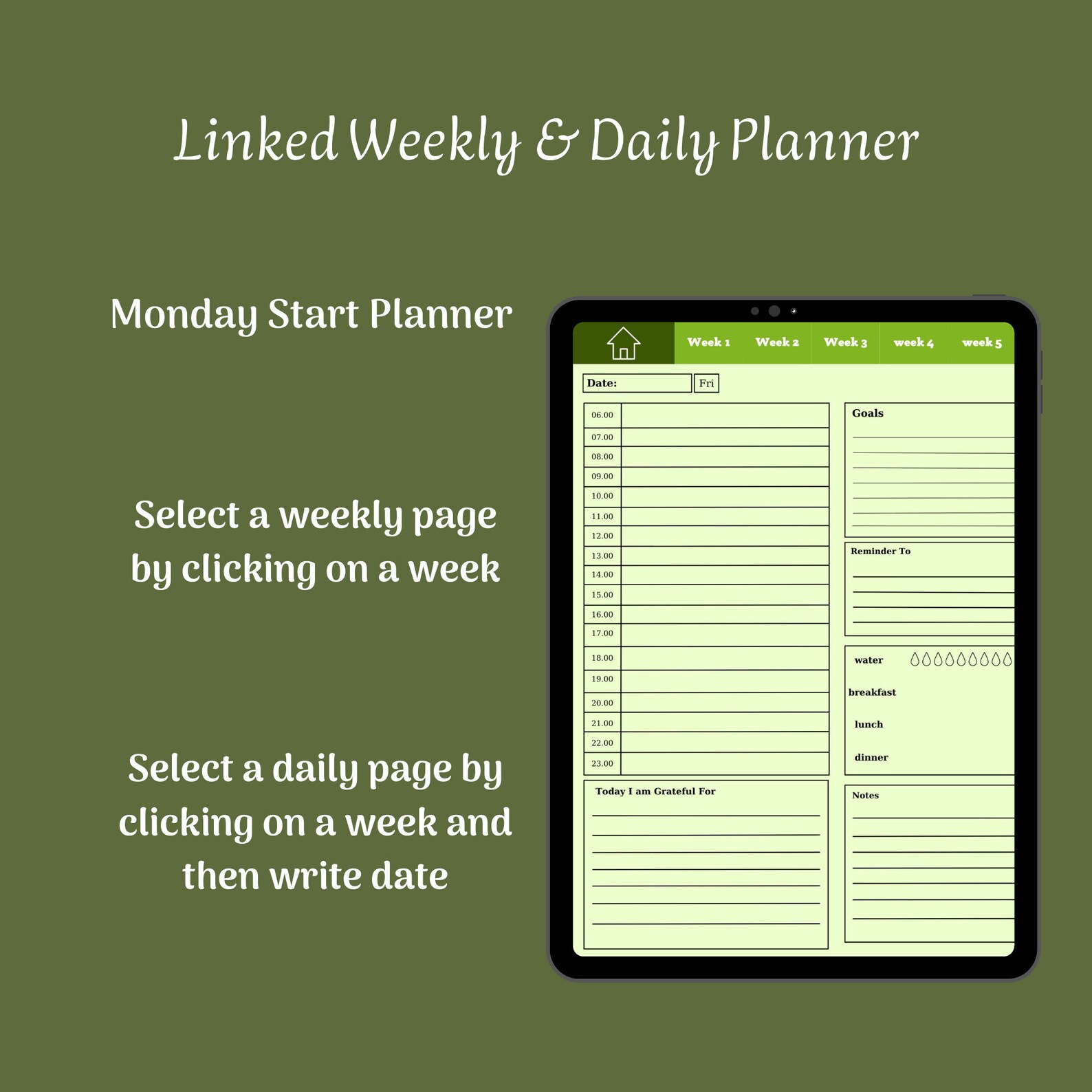 Digital Planner Daily Planner Weekly Planner Digital Etsy