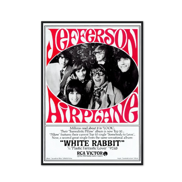 Jefferson Airplane LARGE Vintage Poster, Psychedelic Rock, Classic Concert Wall Art, Quality Retro Print, Full Size, 60s Memorabilia,