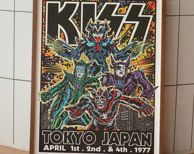 KISS Tokyo 1977 Concert Poster, Vintage Reproduction Wall Art