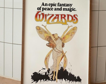 1970s Wizards Movie Poster, Fantasy Animation Art Print
