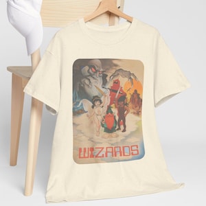 Wizard T-shirt, cartoon, 1977, animatie jaren 1970, Ralph Bakshi, katoenen uniseks kleding, surrealistische fantasie, hoge kwaliteit, 300+ dpi Gildan® 5000