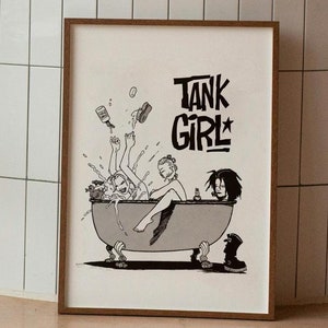 Tank Girl, poster retrò del film, decorazione da parete da collezione, poster di film vintage, illustrazione iconica degli anni '90, decorazione unica per la casa, fumetto fantastico