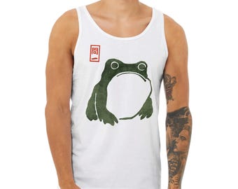 Frog Tank Top, Japanese Ukiyo-e Art, Retro Style