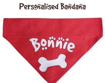 Handmade Personalised Dog Bandana Slide on Collar Neckerchief Scarf Gift Present