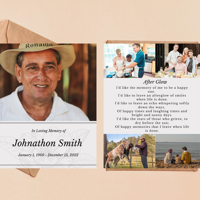 Funeral Program Template Funeral Prayer Card Editable Etsy