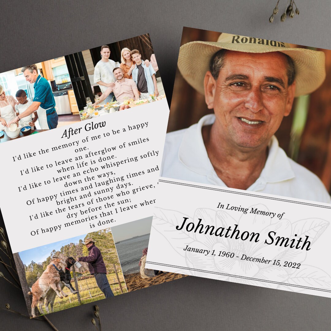 Funeral Program Template Funeral Prayer Card Editable Etsy
