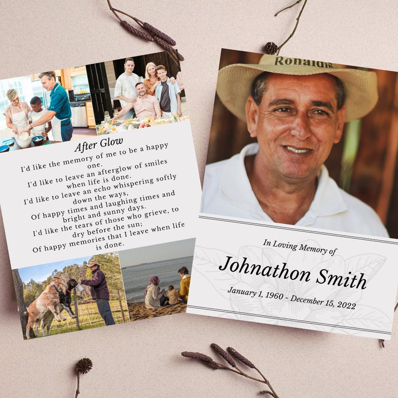 Funeral Program Template Funeral Prayer Card Editable Etsy