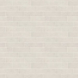 Może przedstawiać: Bezszwowy wzór białych płytek ceglanych o subtelnej fakturze. Płytki są ułożone w tradycyjny wzór ceglany, tworząc czysty i nowoczesny wygląd.