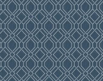 1:12 Blue Textured Trellis Wallpaper