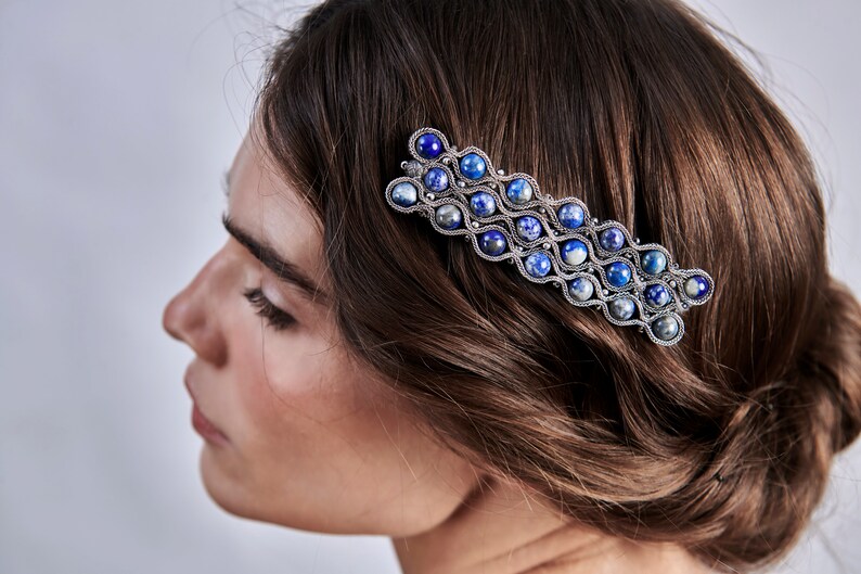 LATELITA Silver & Lapis Lazuli Hair Jewellery image 2
