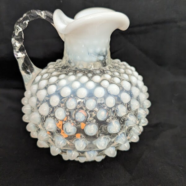 Vintage MCM Fenton French Opalescent Hobnail Syrup Pitcher